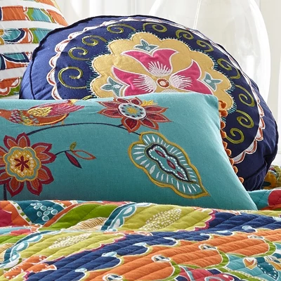 Amelie Embroidered Medallion Decorative Round Pillow - Levtex Home 4 Amelie Embroidered Medallion Decorative Round Pillow - Levtex Home - Image 2