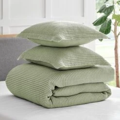 Mills Waffle Desert Sage Full/Queen Duvet Set - Levtex Home -Levtex Home GUEST 6236b62b e32e 4d96 a58f 71272ec90a62