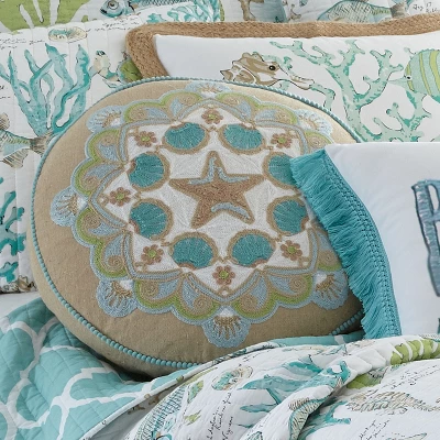 Calafel Round Coastal Medallion Decorative Pillow - Levtex Home 3 Calafel Round Coastal Medallion Decorative Pillow - Levtex Home