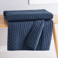 Cross Stitch Navy Quilted Throw- Levtex Home -Levtex Home GUEST 6ec8a91a 2906 40f7 80ec 506133c95fe1