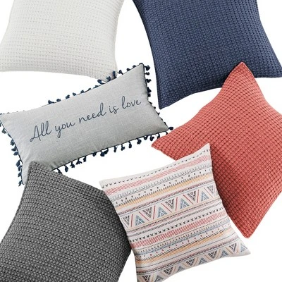 Mills Waffle Adobe Square Pillow - Levtex Home 5 Mills Waffle Adobe Square Pillow - Levtex Home - Image 3