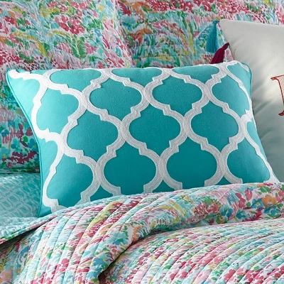 Karola Crewel Lattice Decorative Pillow - Levtex Home 3 Karola Crewel Lattice Decorative Pillow - Levtex Home