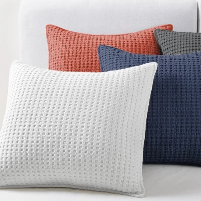 Mills Waffle Navy Square Pillow - Levtex Home 3 Mills Waffle Navy Square Pillow - Levtex Home