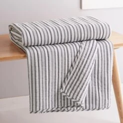 Tobago Stripe Charcoal Quilted Throw - Levtex Home