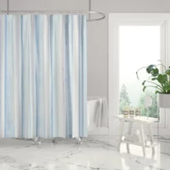 Ipanema Coastal Stripe Lined Shower Curtain With Grommets - Levtex Home