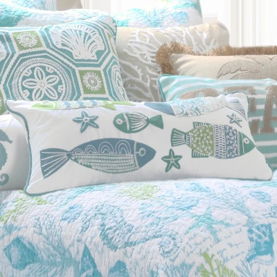 Ocean Springs Embroidered Fish Decorative Pillow - Levtex Home 3 Ocean Springs Embroidered Fish Decorative Pillow - Levtex Home