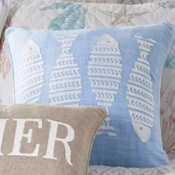Blue Sea Fish Embroidered Decorative Pillow - Levtex Home -Levtex Home GUEST b9a015ff 40dd 46c1 9832 fc8d8fcbf293