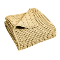 Mills Waffle Ochre Quilted Throw- Levtex Home -Levtex Home GUEST c771c1c6 c601 4f83 b22a a9c3b447938e
