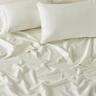 Cream 300TC Sateen Twin-XL 3pc Sheet Set - Levtex Home 4 Cream 300TC Sateen Twin-XL 3pc Sheet Set - Levtex Home - Image 2