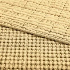 Mills Waffle Ochre Quilted Throw- Levtex Home -Levtex Home GUEST e9a510b5 a7b9 4511 953e 0e0d12c17698